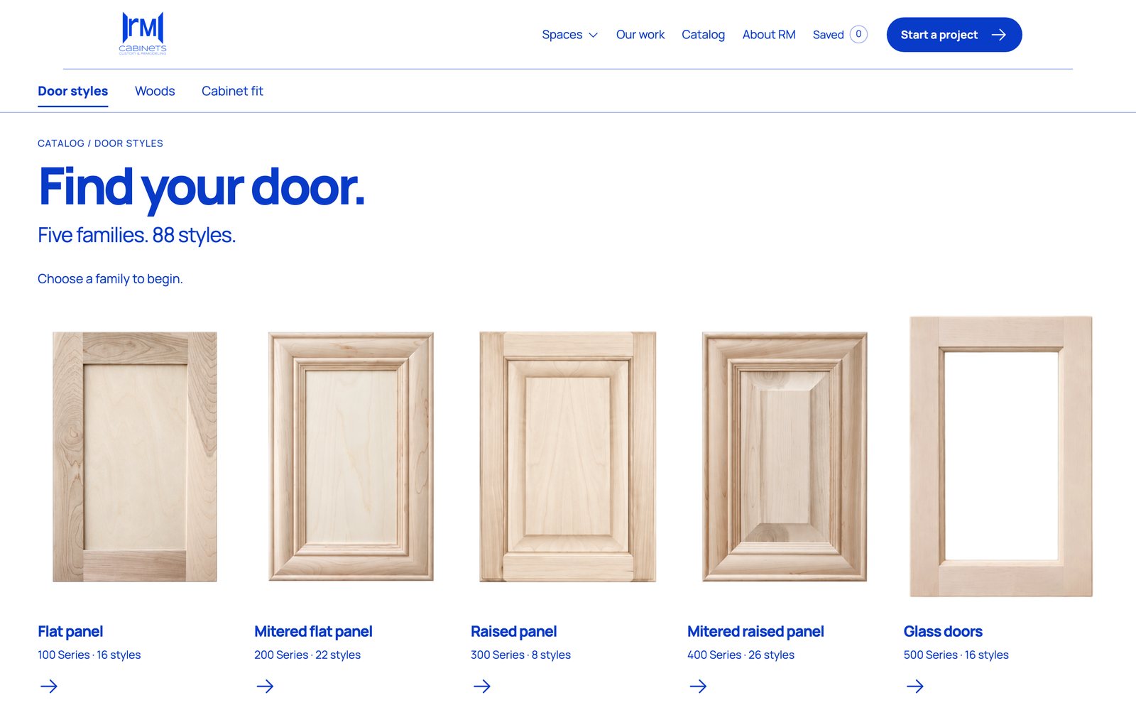 Door styles on the RM Custom Cabinets website